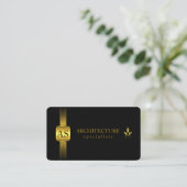 Black and Gold Architect Compass Architectuur Visitekaartje (Staand voorkant)