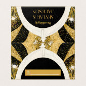 Black and Gold Art Deco Archway Wedding Place Card Kaart (Buitenkant ongevouwen)