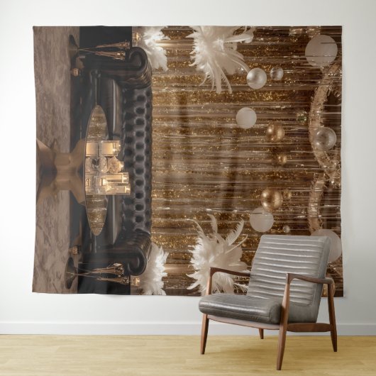 Black and Gold Art Deco Back Drop Great Gatsby Wandkleed (In Situ (horizontaal))
