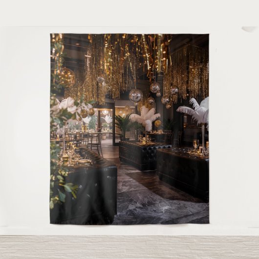 Black and Gold Art Deco Back Drop Wandkleed (Voorkant)