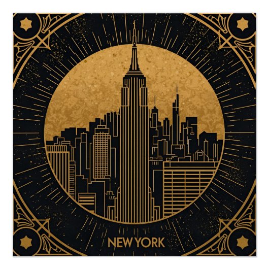 Black and Gold Art Deco Backdrop Perfect Poster (Voorkant)