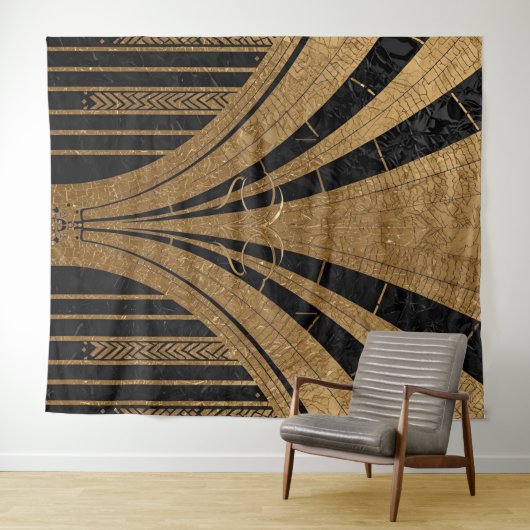 Black and Gold Art Deco Backdrop Wandkleed (In Situ (horizontaal))