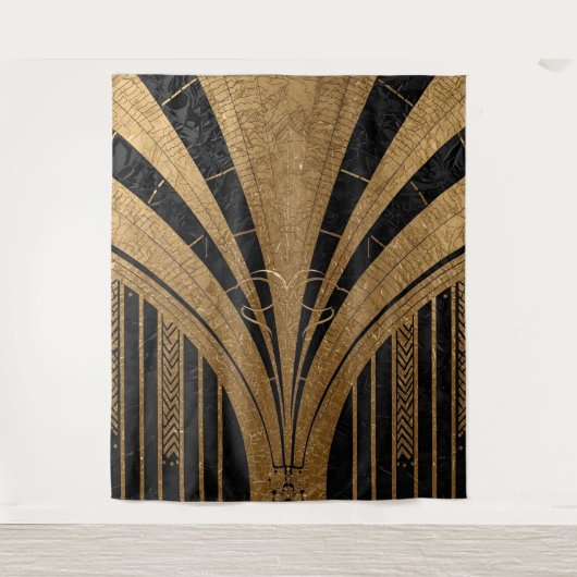 Black and Gold Art Deco Backdrop Wandkleed (Voorkant)