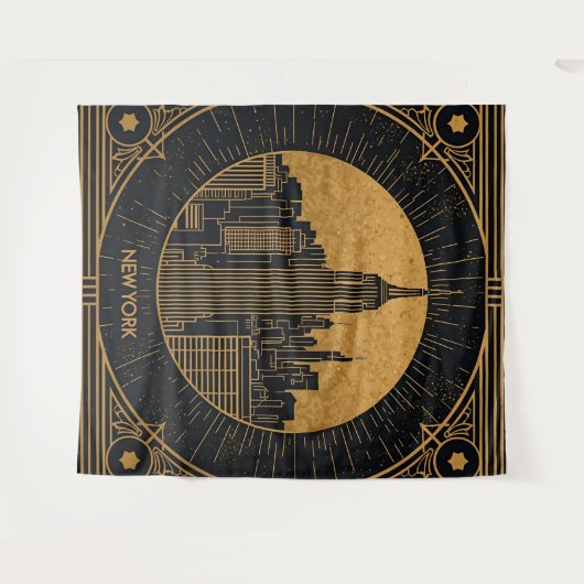 Black and Gold Art Deco Backdrop Wandkleed (Voorkant (horizontaal))