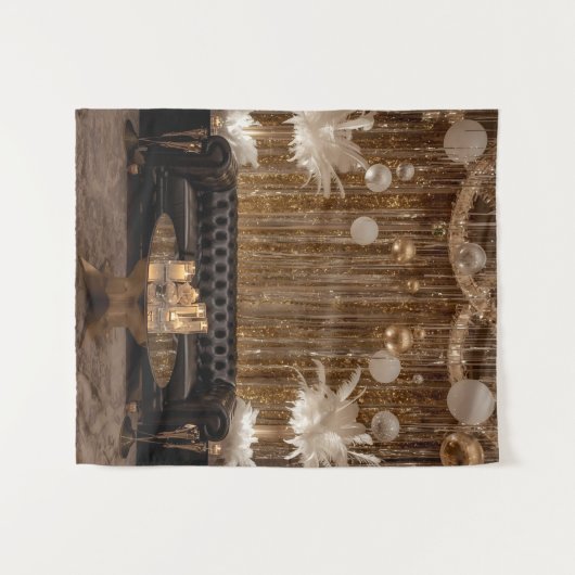 Black and Gold Art Deco Backdrop Wandkleed (Voorkant (horizontaal))