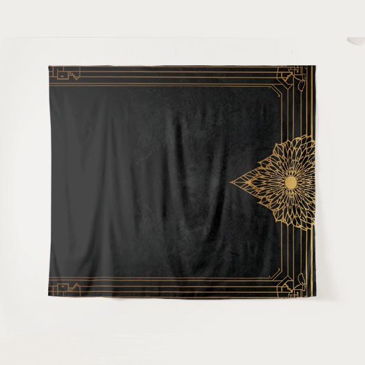 Black and Gold Art Deco Backdrop Wandkleed (Voorkant (horizontaal))
