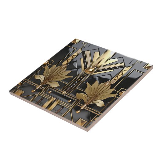 Black and Gold Art Deco Beautiful  Tegeltje (Zijkant)