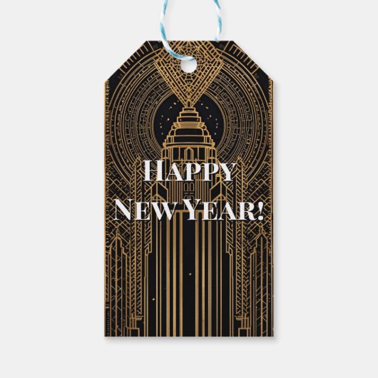 Black and Gold Art Deco Cadeaulabel (Achterkant)