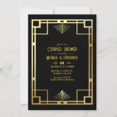 Black and Gold Art Deco Couples Shower Photo Kaart (Voorkant)