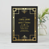Black and Gold Art Deco Couples Shower Photo Kaart (Staand voorkant)