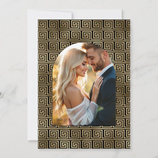 Black and Gold Art Deco Couples Shower Photo Kaart (Achterkant)