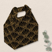 Black and Gold Art Deco Fan Flowers Motif Bedankdoosjes