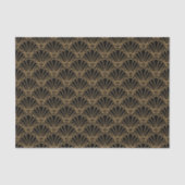 Black and Gold Art Deco Fan Flowers Motif Tissuepapier (Voorkant)