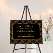 Black and Gold Art Deco Fan Flowers Wedding
