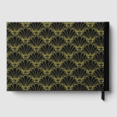 Black and Gold Art Deco Fan Flowers Wedding Gastenboek (Achterkant)