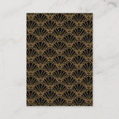 Black and Gold Art Deco Fan Flowers Wedding Informatiekaartje (Achterkant)