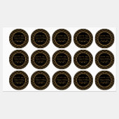 Black and Gold Art Deco Fan Flowers Wedding Labels (Vel)