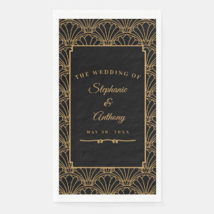 Black and Gold Art Deco Fan Flowers Wedding Servet
