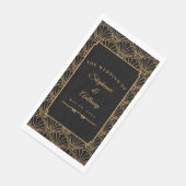 Black and Gold Art Deco Fan Flowers Wedding Servet (Hoek)