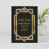Black and Gold Art Deco Gold Bridal Shower Kaart (Staand voorkant)