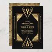 Black and Gold Art Deco Gold Rehearsal Dinner Kaart (Voorkant / Achterkant)