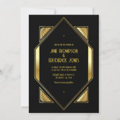 Black and Gold Art Deco Gold Wedding Photo Kaart (Voorkant)