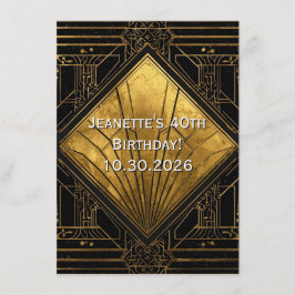 Black and Gold Art Deco Invitation Kaart