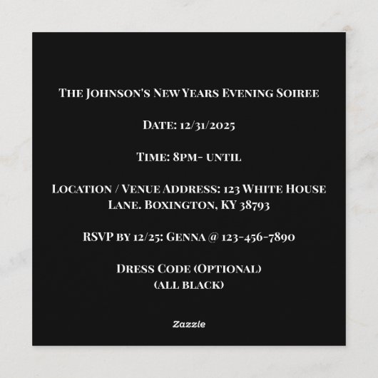 Black and Gold Art Deco Invitation Kaart (Achterkant)
