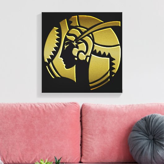 Black and Gold Art Deco Lady Canvas Afdruk (Insitu (Woonkamer))
