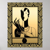 Black and Gold Art Deco Lady Poster (Voorkant)