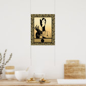 Black and Gold Art Deco Lady Poster (Keuken)