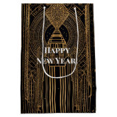 Black and Gold Art Deco Medium Cadeauzakje (Achterkant)