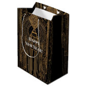 Black and Gold Art Deco Medium Cadeauzakje (Achterkant Gekanteld)