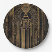 Black and Gold Art Deco Paper Napkin Papieren Bordje (Voorkant)