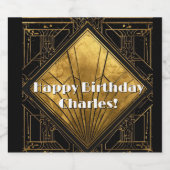 Black and Gold Art Deco Paper Napkins Bier Etiket (Enkel label)