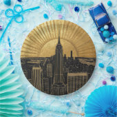 Black and Gold Art Deco Paper Napkins Papieren Bordje (Feest)