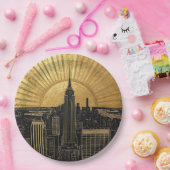 Black and Gold Art Deco Paper Napkins Papieren Bordje (Feest)