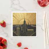 Black and Gold Art Deco Paper Napkins Servet (Insitu)
