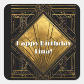 Black and Gold Art Deco Paper Napkins Vierkante Sticker (Voorkant)