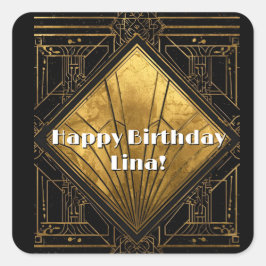 Black and Gold Art Deco Paper Napkins Vierkante Sticker