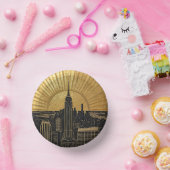 Black and Gold Art Deco Paper Plates Papieren Kommen (Feest)