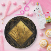 Black and Gold Art Deco Papieren Bordje (Feest)