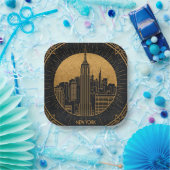 Black and Gold Art Deco Papieren Bordje (Feest)