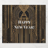 Black and Gold Art Deco Party Hat Bier Etiket (Enkel label)
