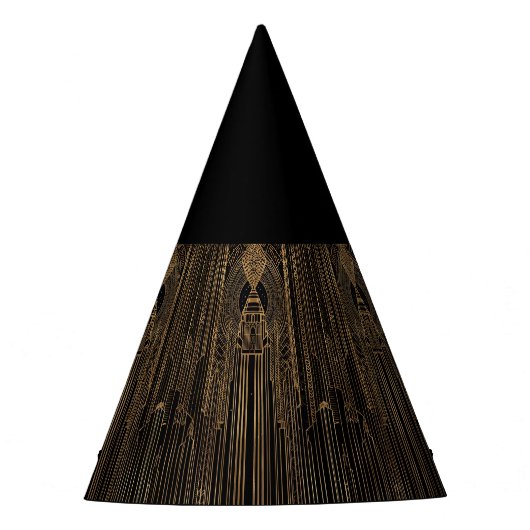 Black and Gold Art Deco Party Hat Feesthoedjes (Voorkant)