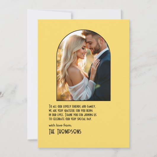 Black and Gold Art Deco Photo Bedankkaart (Achterkant)