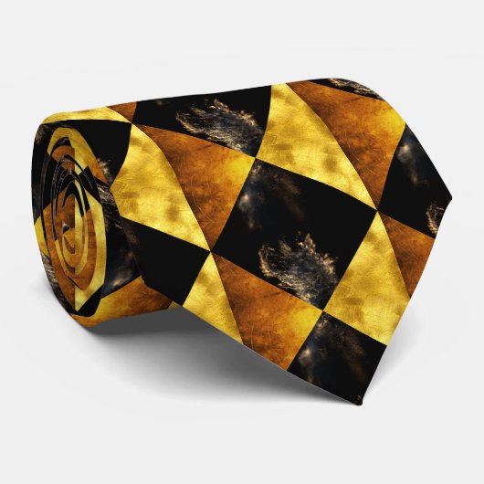 Black and Gold Art Deco Rhombus Stropdas (Opgerold)