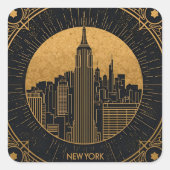 Black and Gold Art Deco Vierkante Sticker (Voorkant)