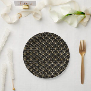 Black and Gold Art deco Wedding Party Papieren Bordje