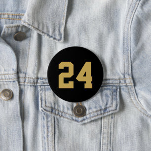 Black and Gold Athlete Jersey Number Ronde Button 7,6 Cm